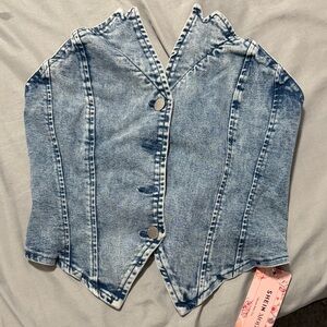 SHEIN Light Blue Denim Vest